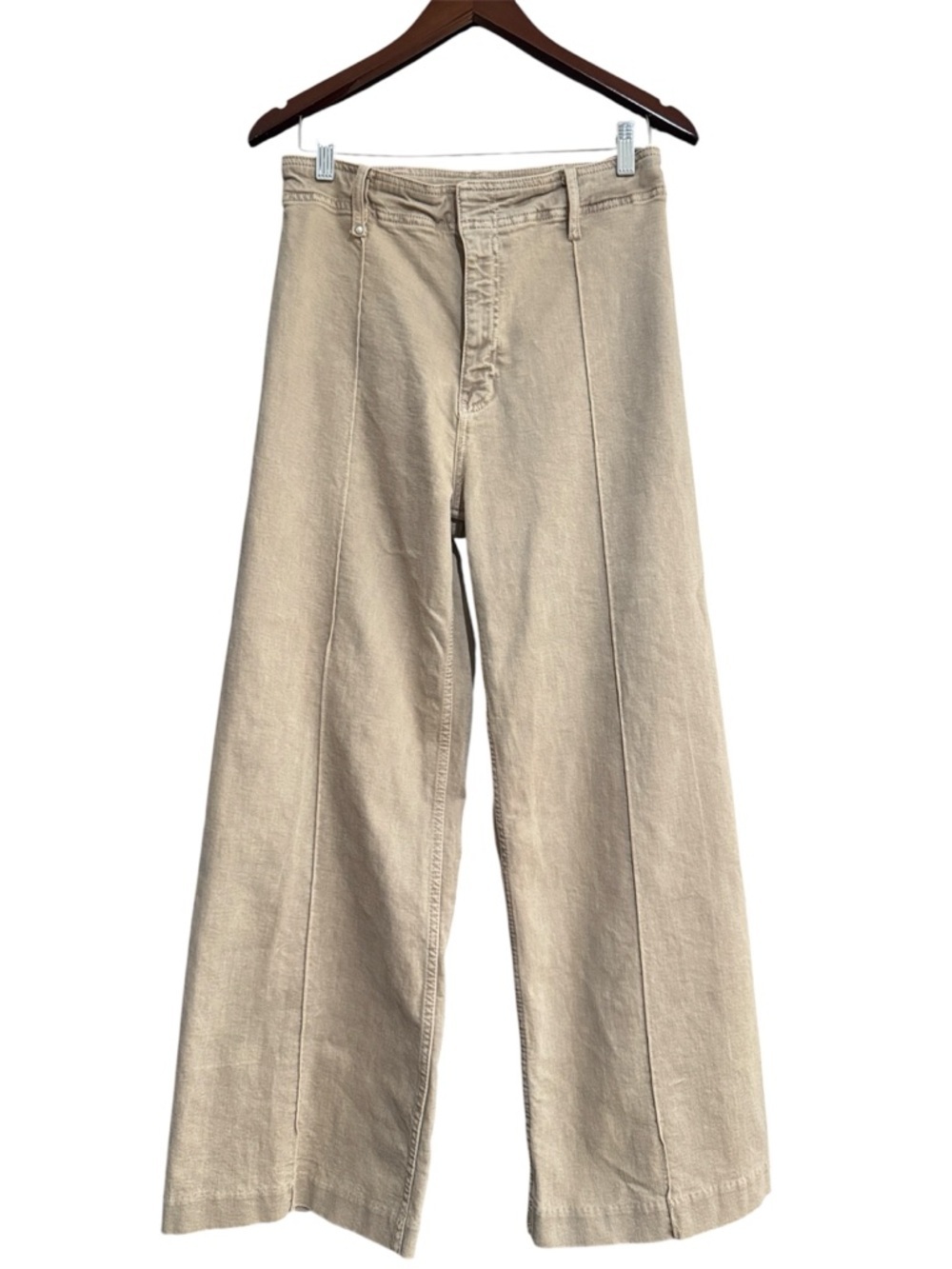 ZARA Beige Wide Leg High Rise Pants Minimal Chic Neutral Trousers size 8